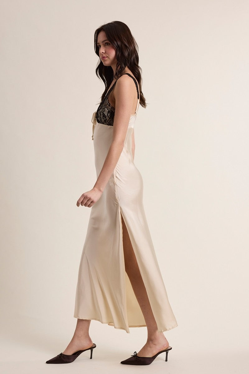 Satin & Lace Maxi Slip Dress