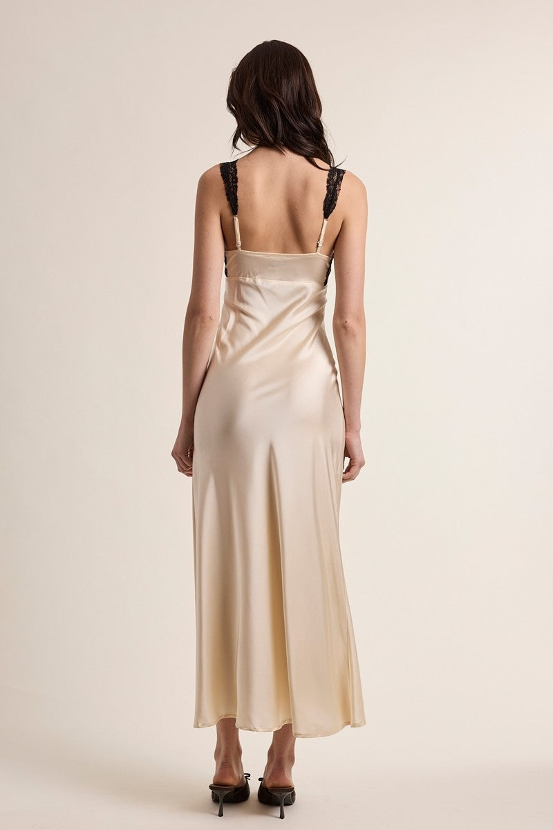 Satin & Lace Maxi Slip Dress