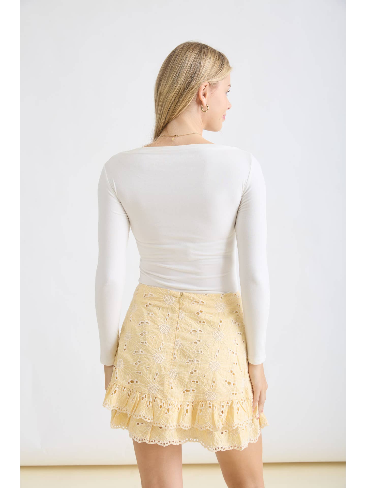 Boatneck Pintuck Long Sleeve Top