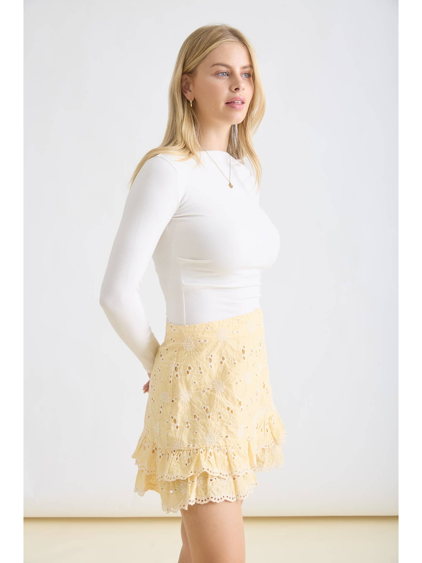 Boatneck Pintuck Long Sleeve Top