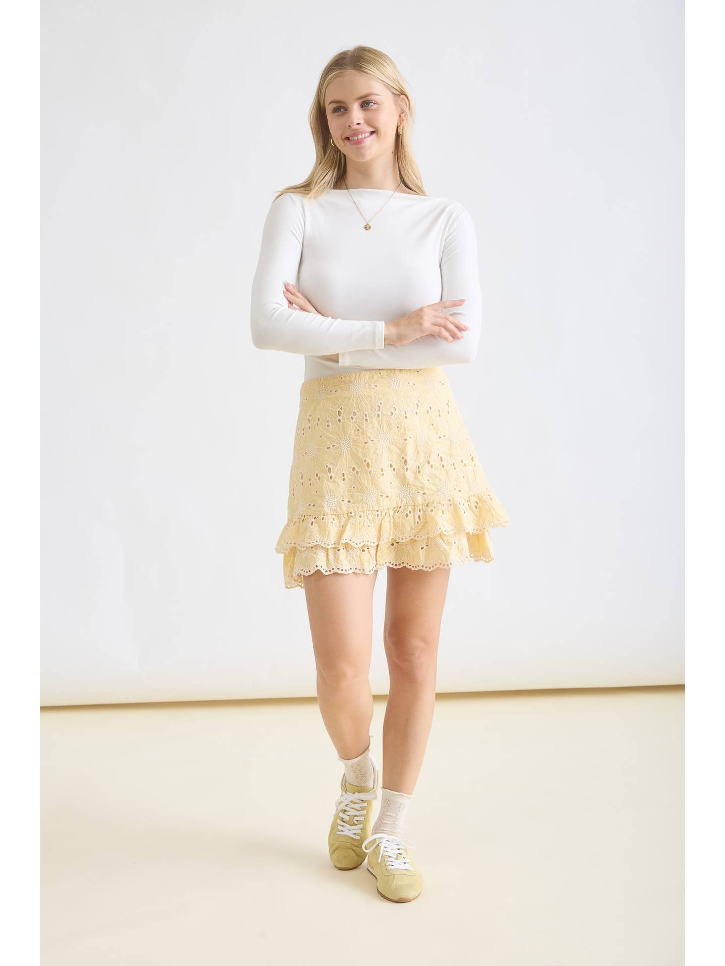 Boatneck Pintuck Long Sleeve Top