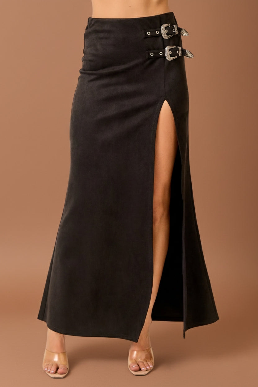 Suede Western Maxi Skirt