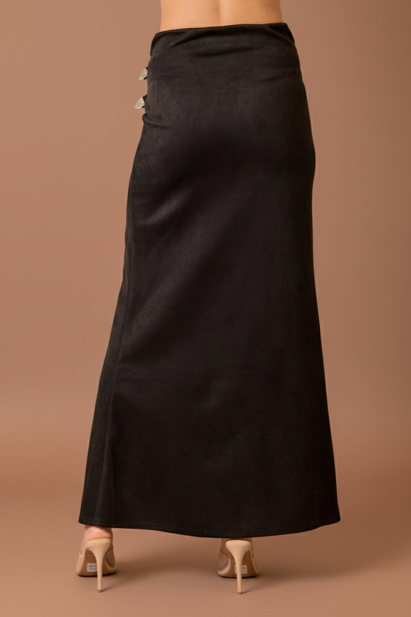 Suede Western Maxi Skirt