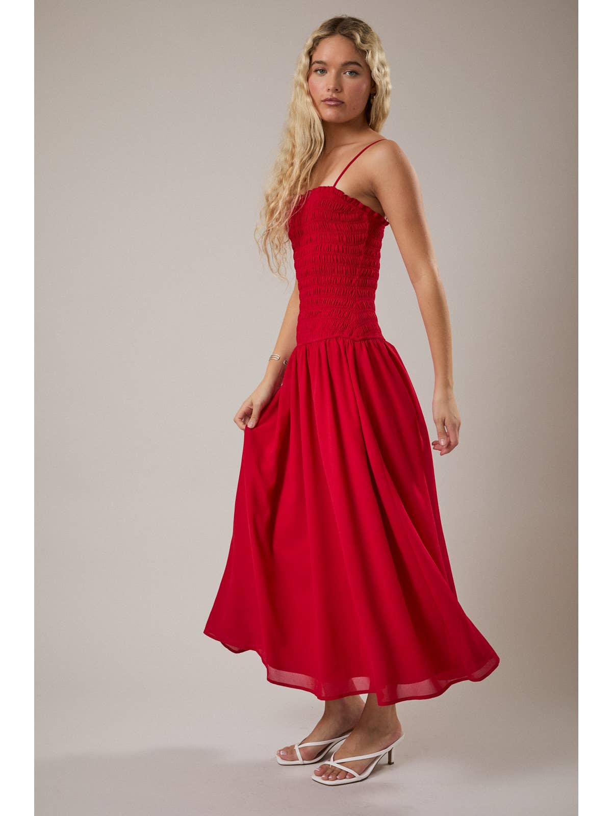 Drop Waist Smocked Maxi Dress