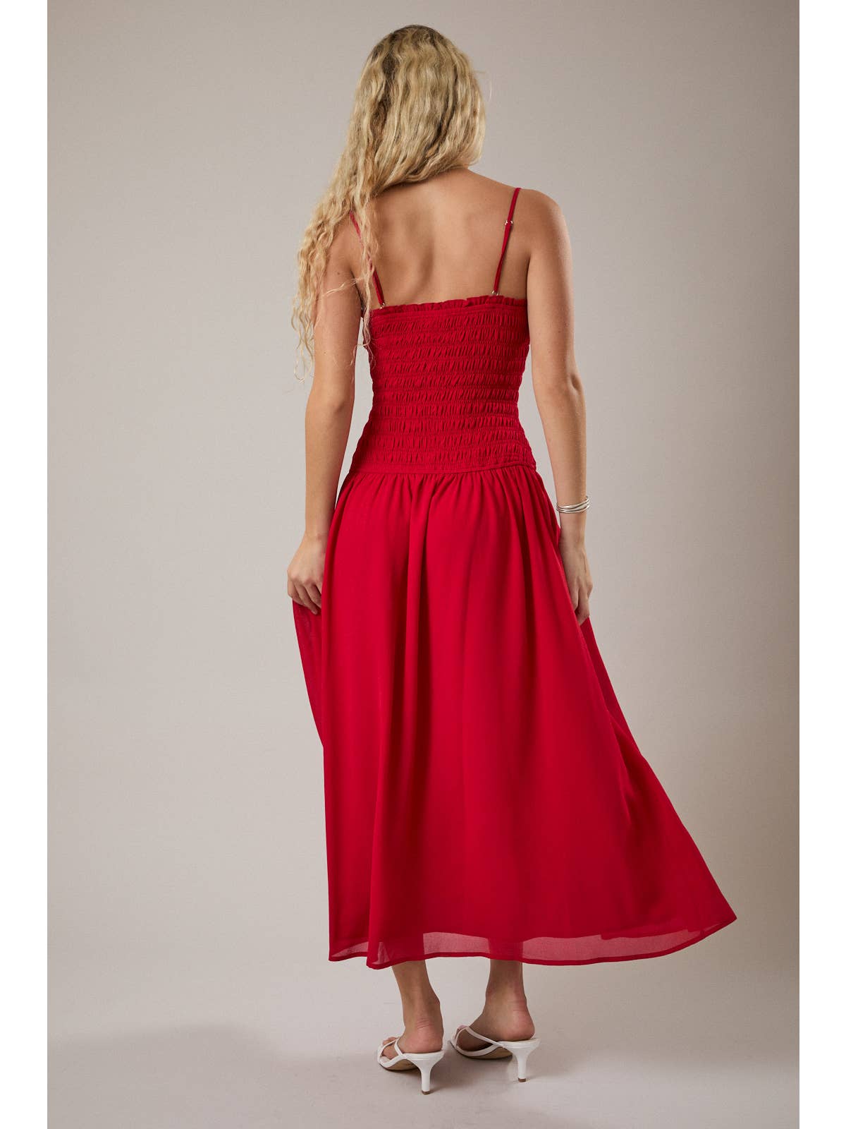 Drop Waist Smocked Maxi Dress