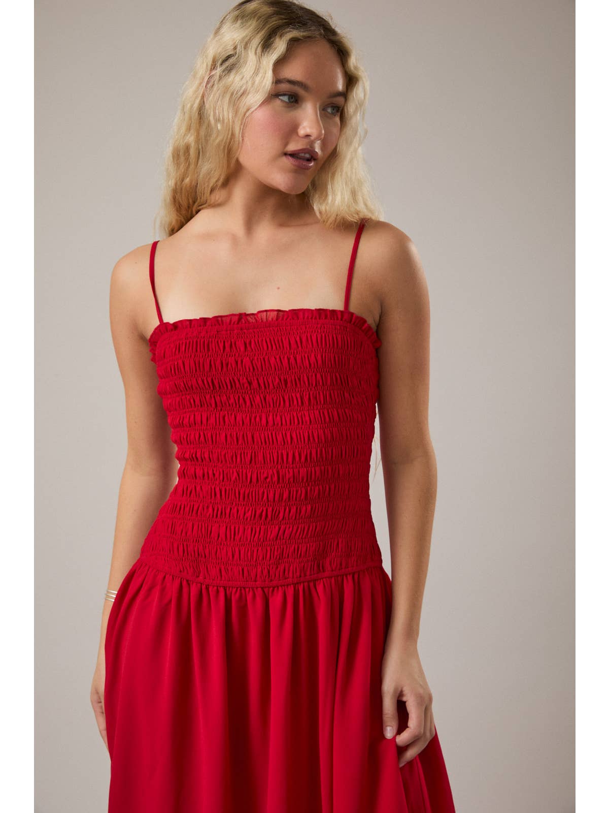 Drop Waist Smocked Maxi Dress