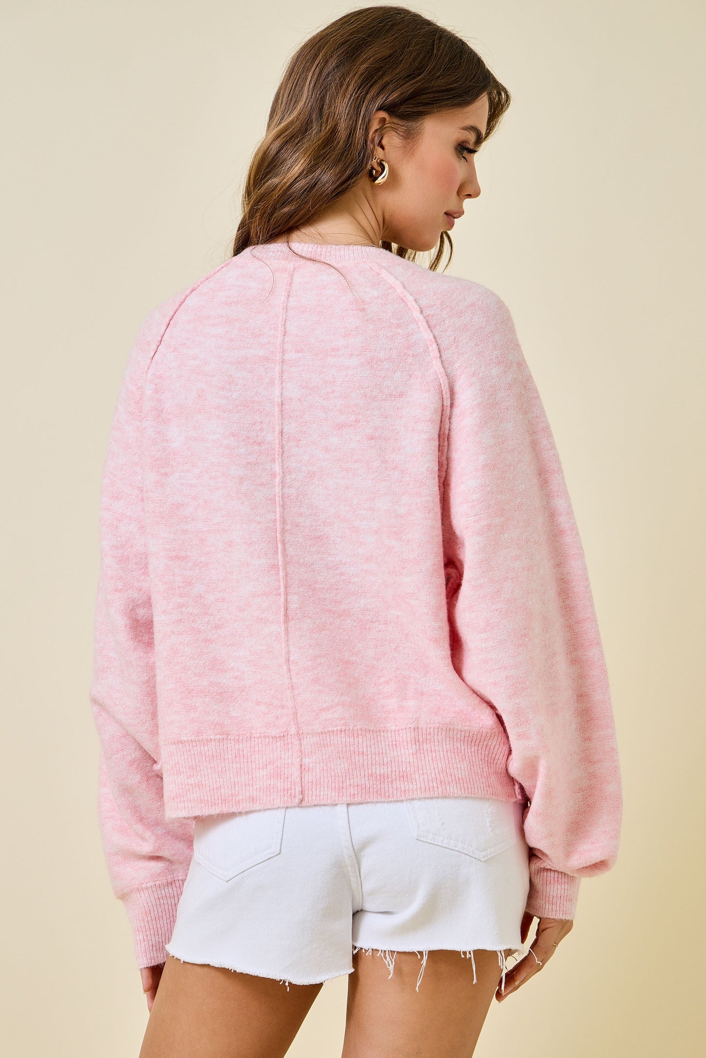 Soft Pink Henley Sweater