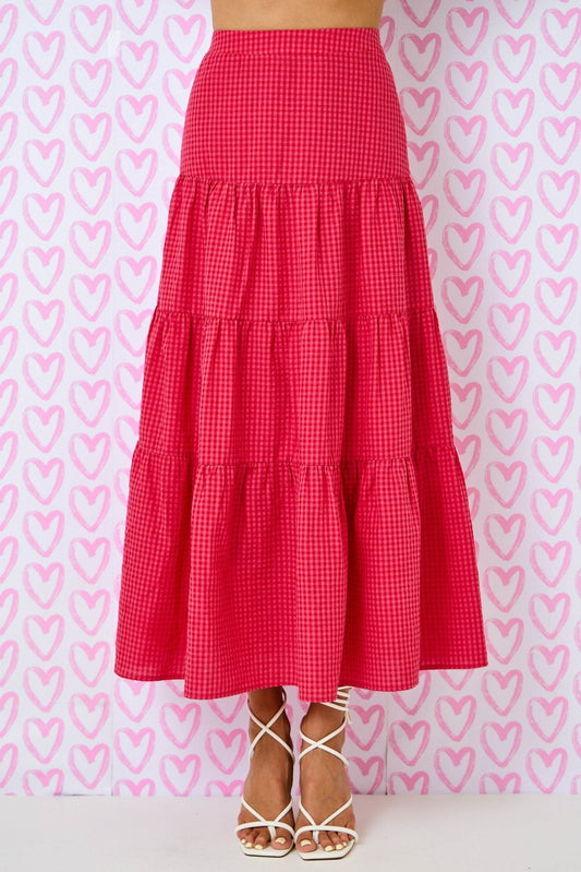 Red & Pink Gingham Skirt