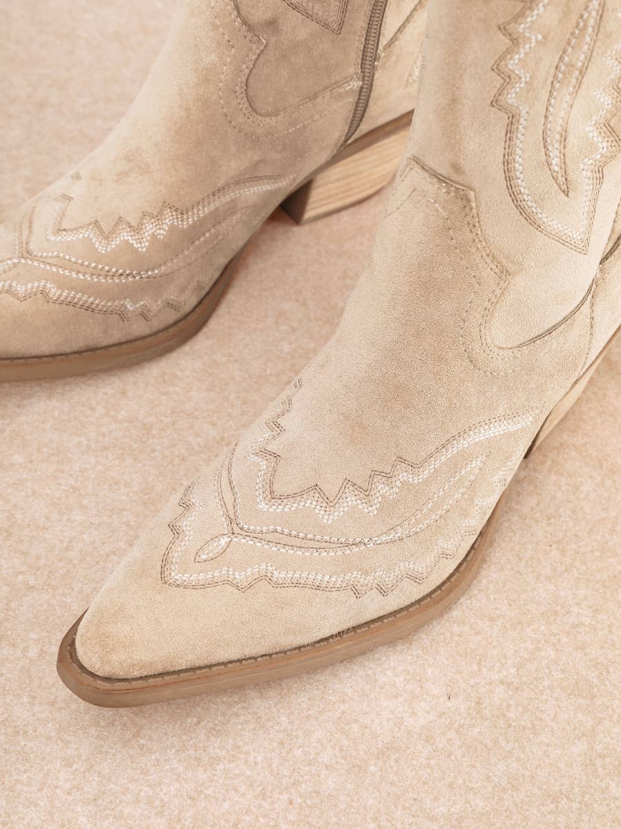 Beige Suede Tess Western Boots