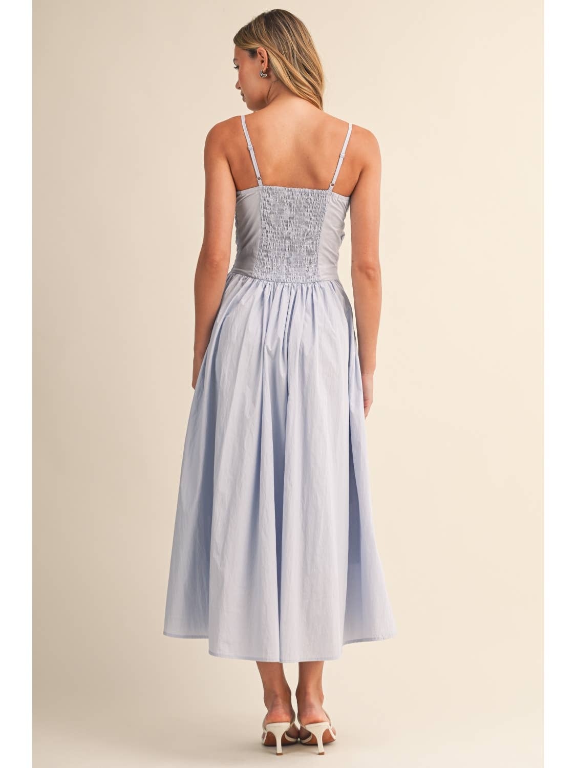 Light Blue Fold Over Midi Dress