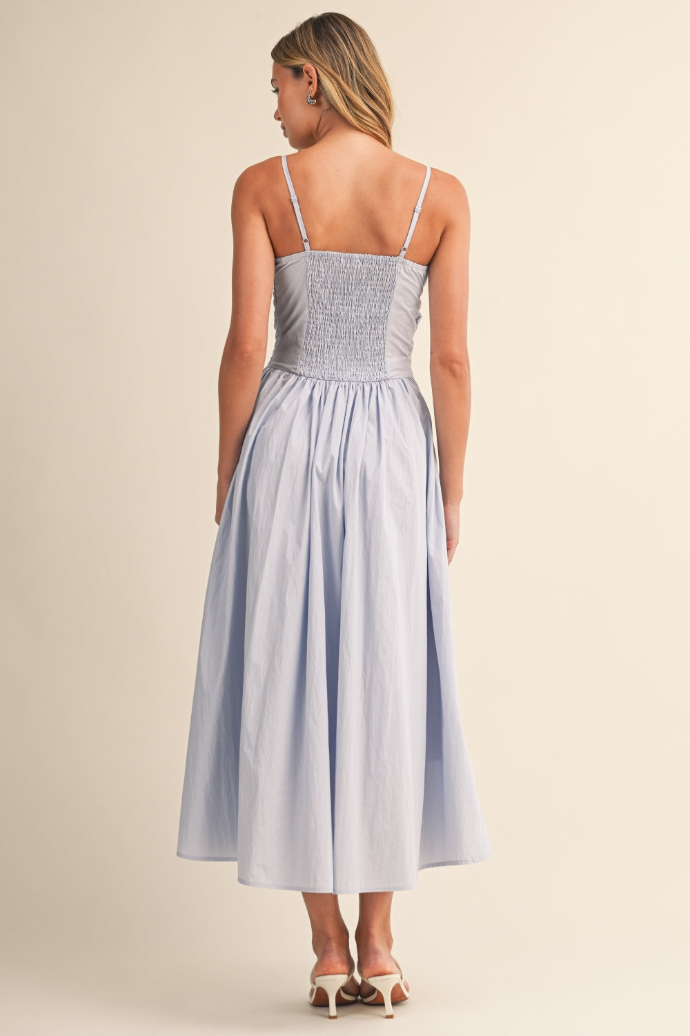 Light Blue Fold Over Midi Dress