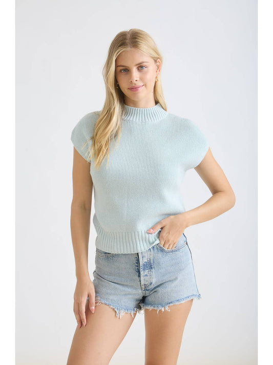 Sleeveless Sweater Mock Neck Top