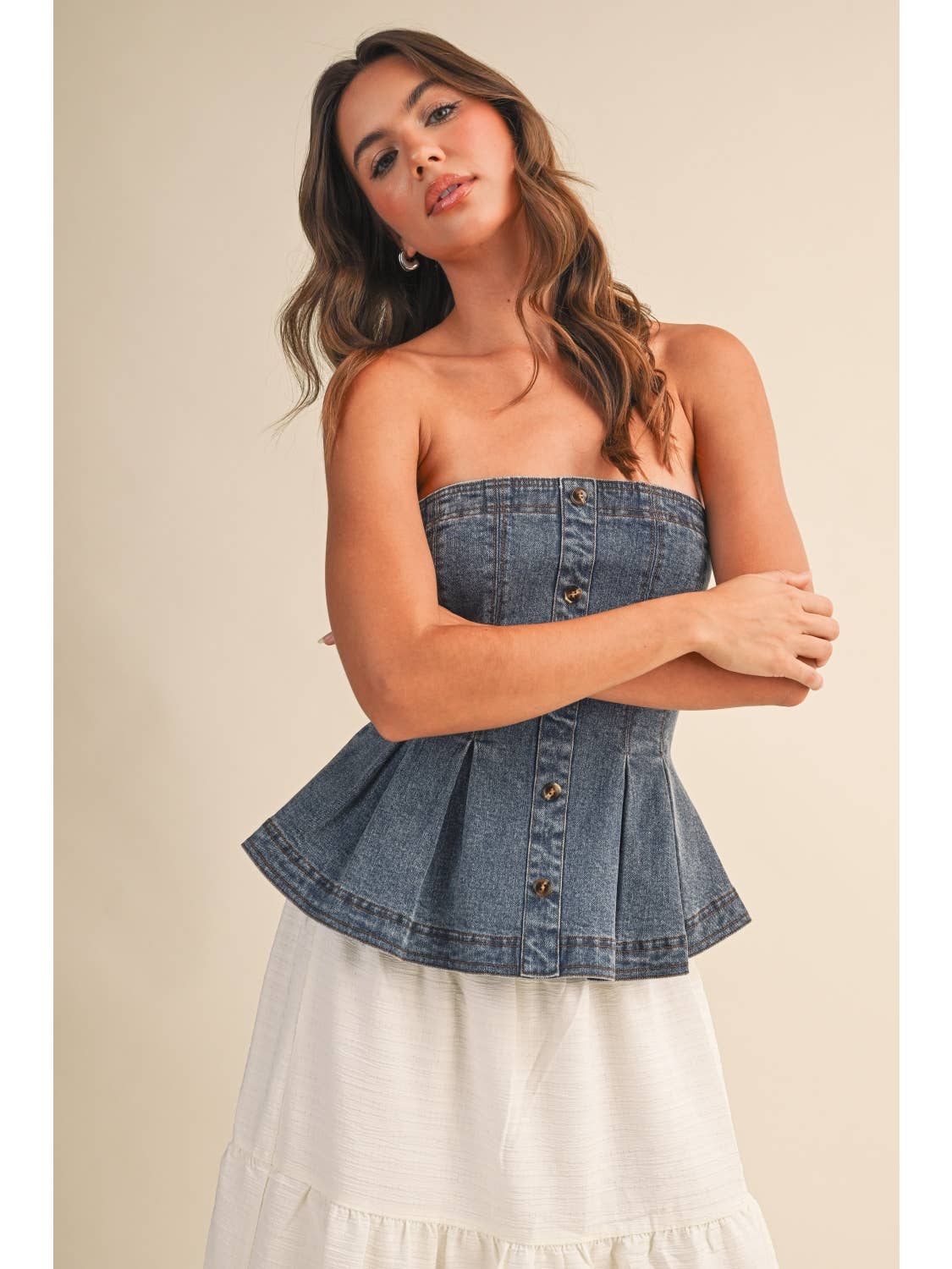 Denim Flare Tube Top