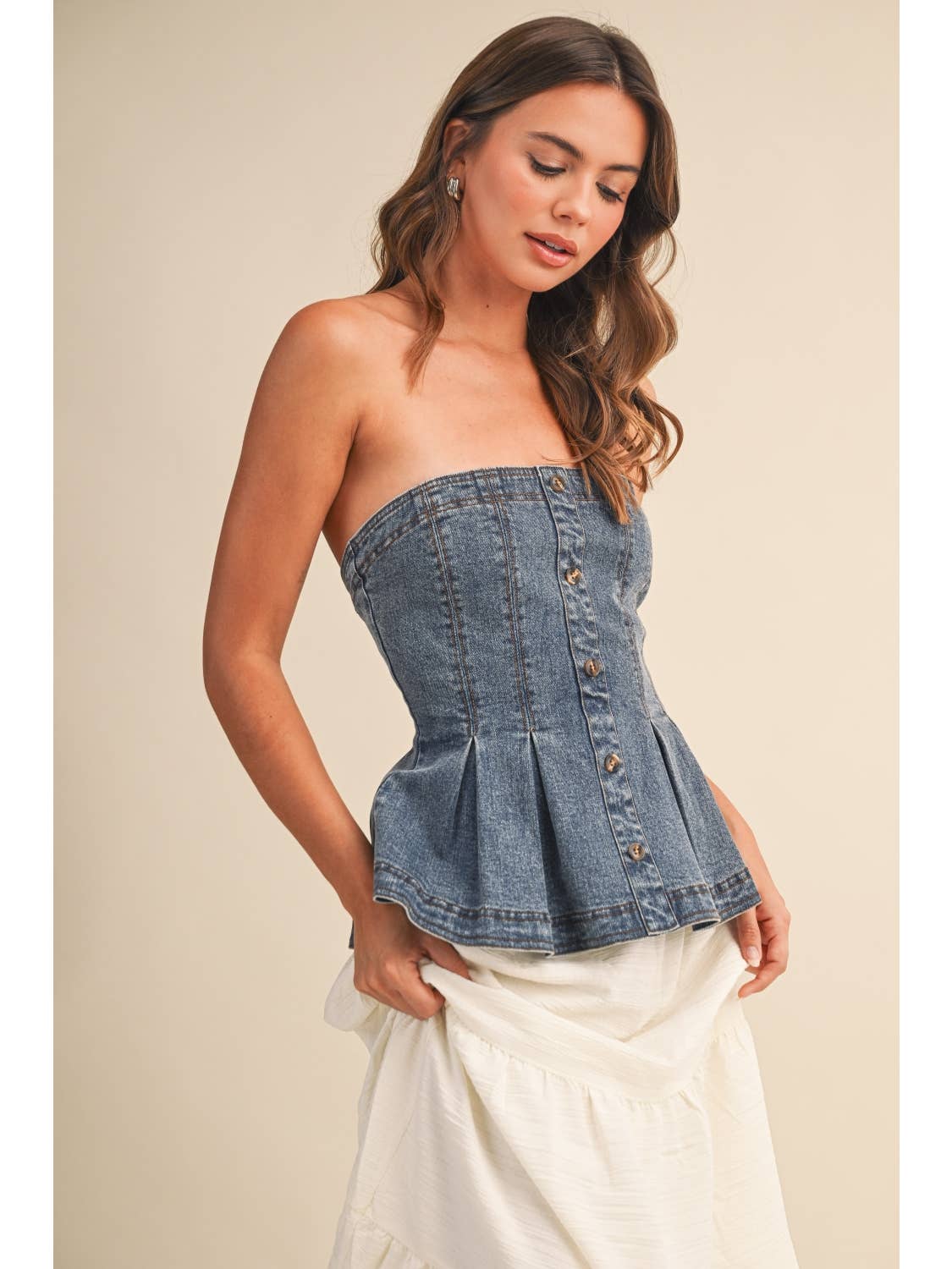 Denim Flare Tube Top