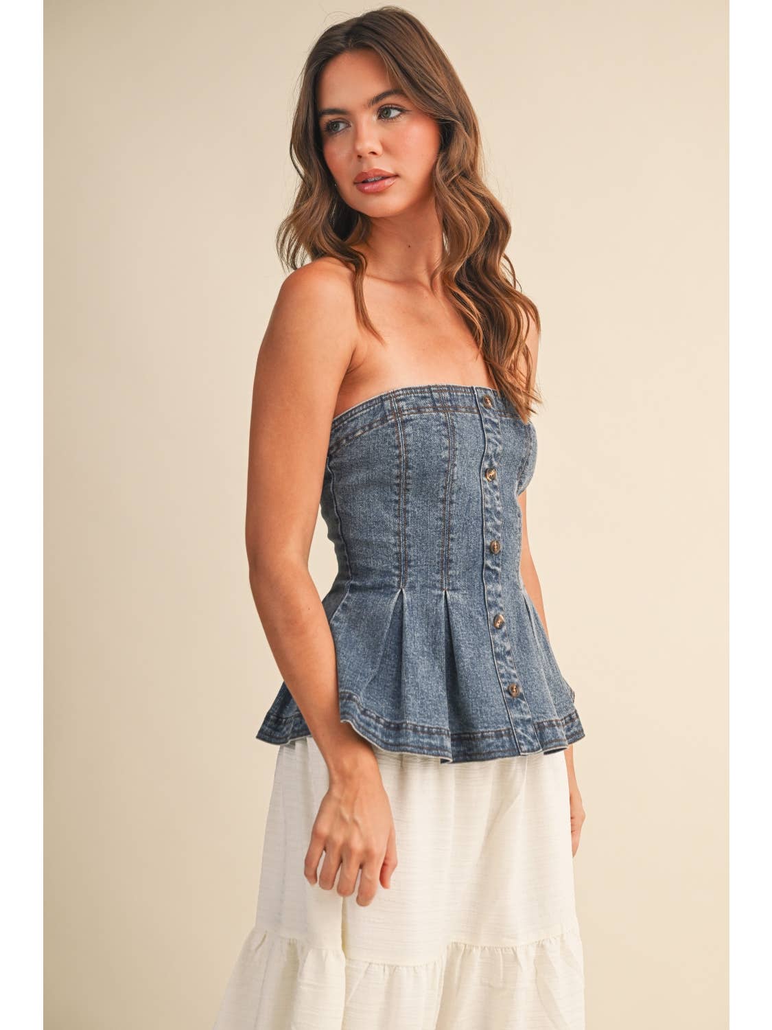 Denim Flare Tube Top