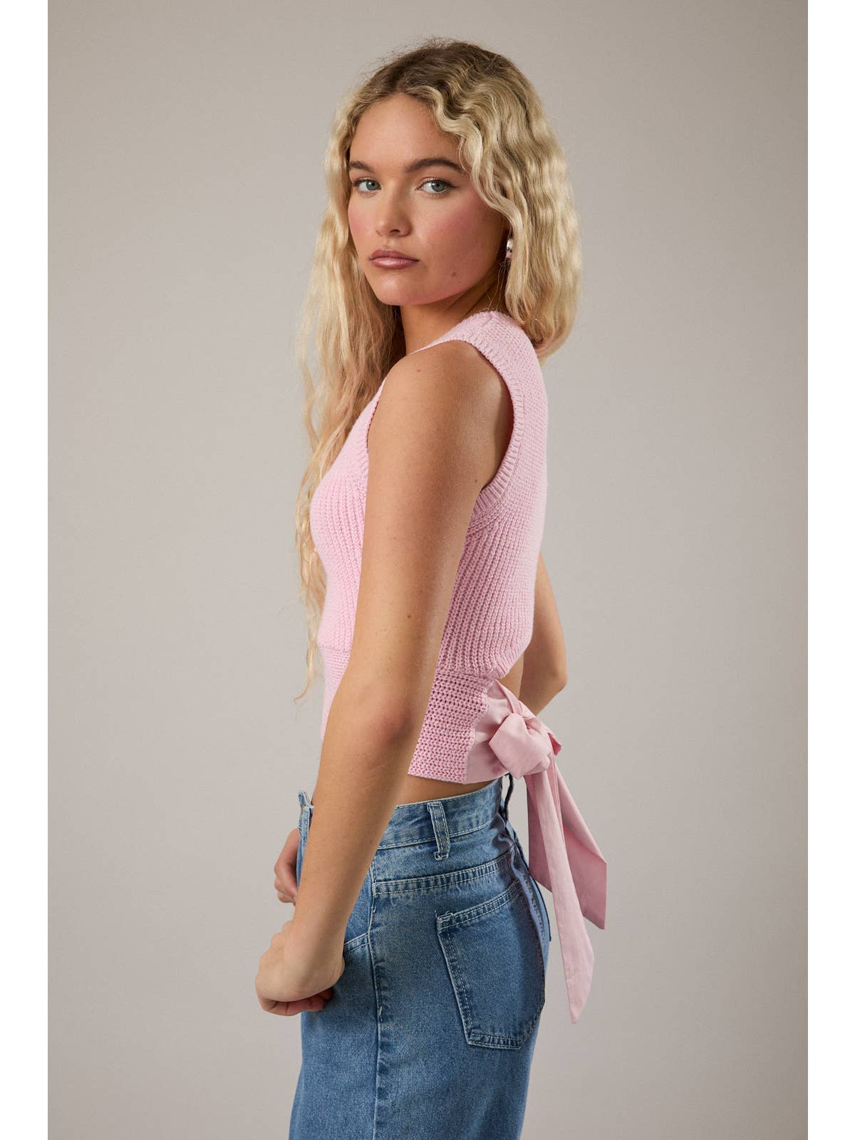Sweater Vest With Bow Top