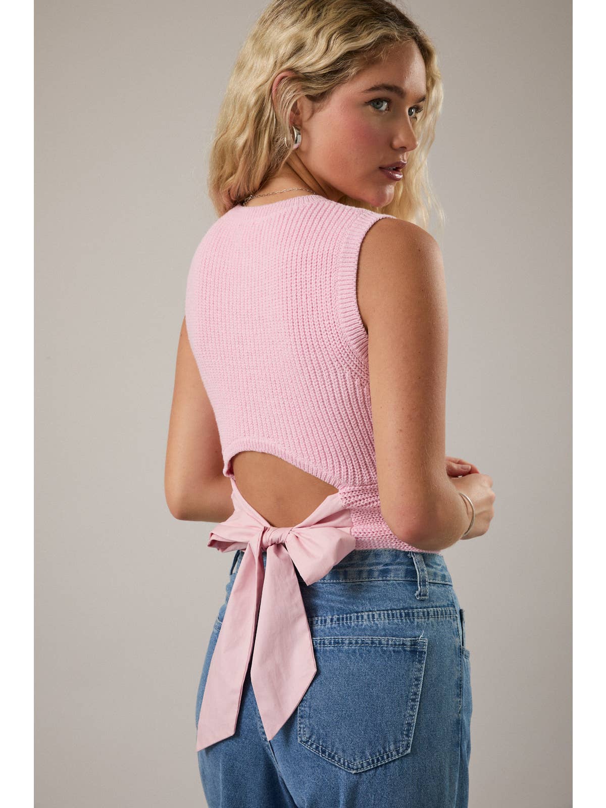 Sweater Vest With Bow Top