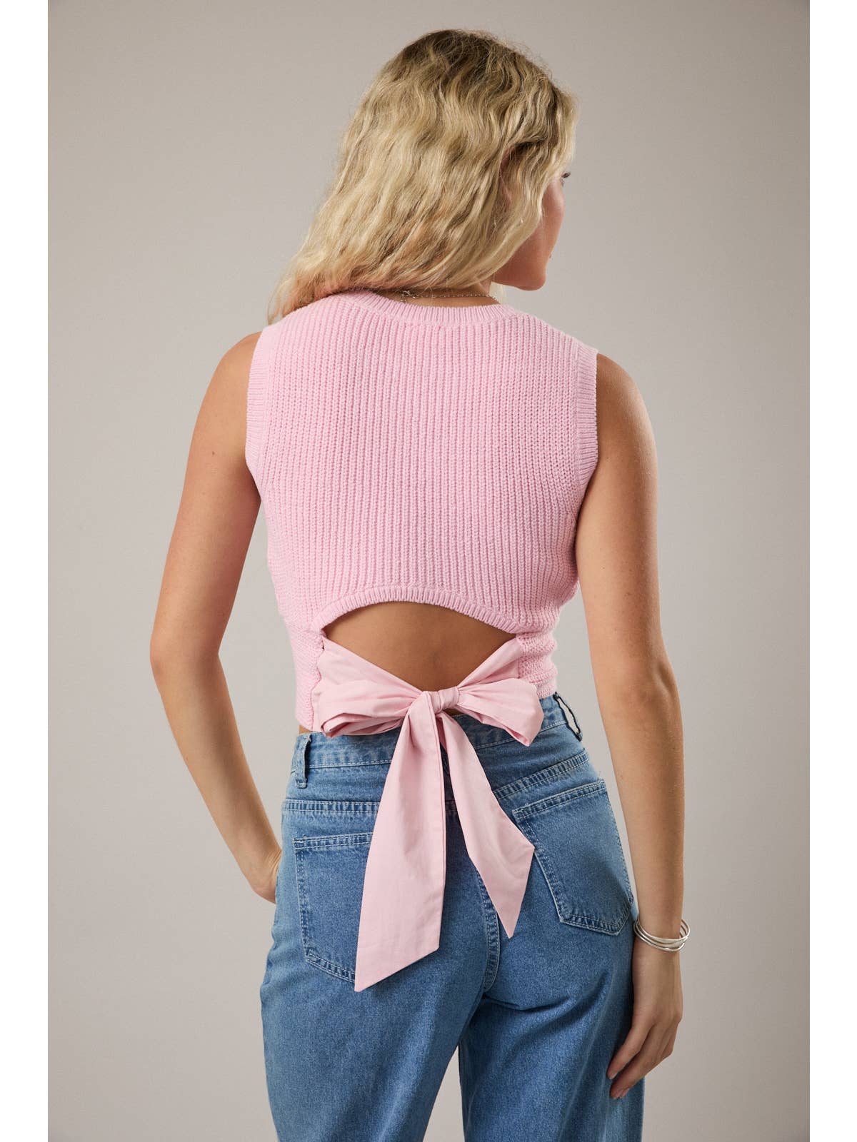 Sweater Vest With Bow Top