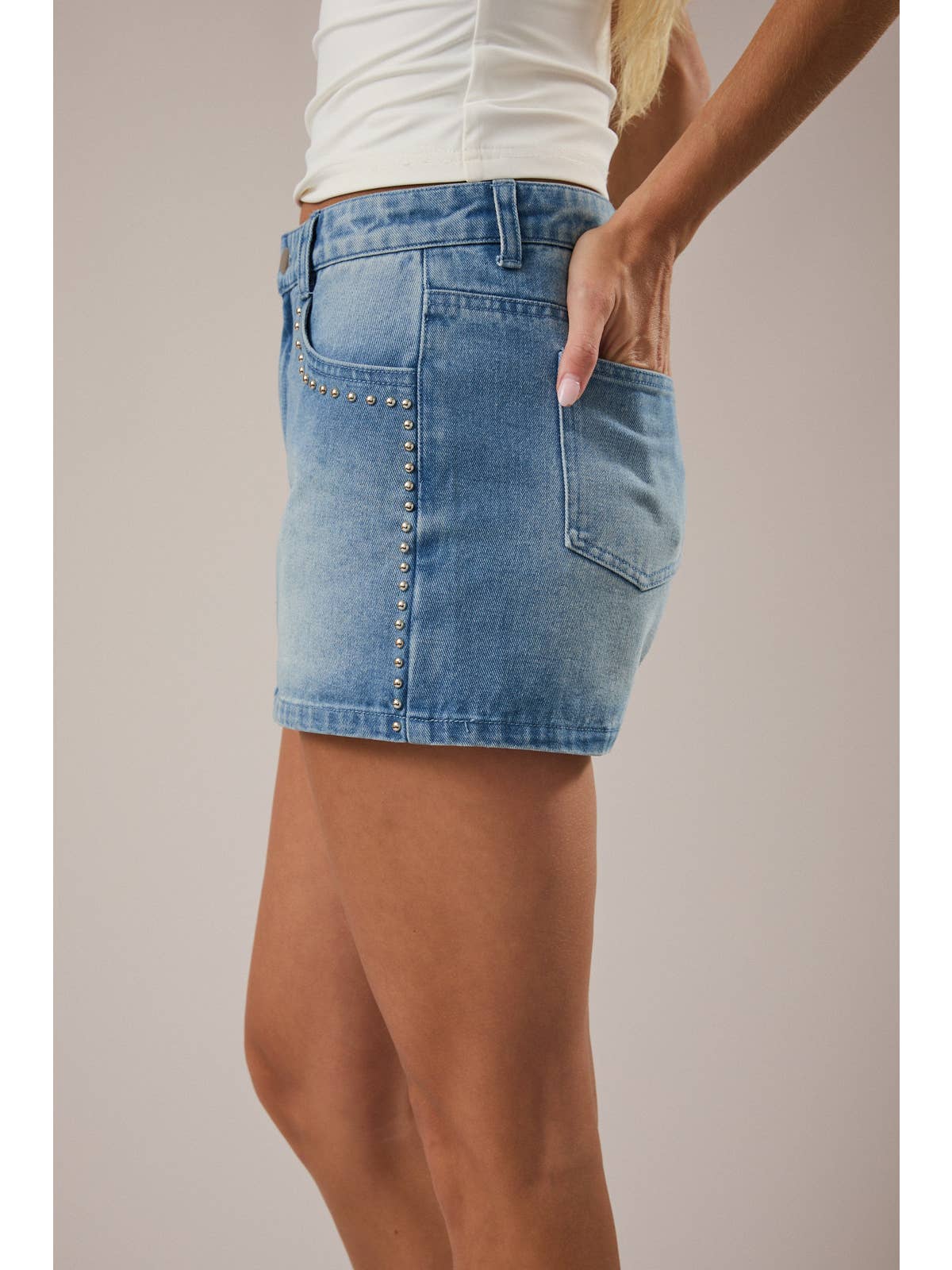 Denim Stud Mini Skort