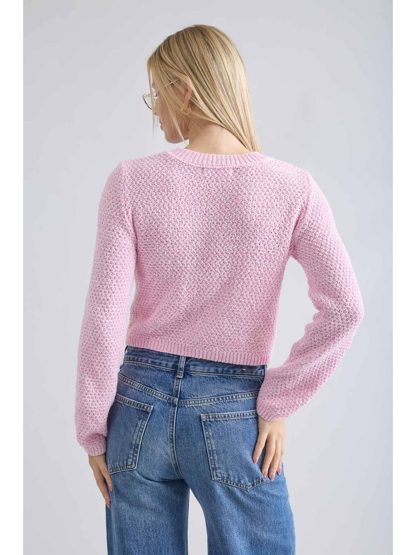 Pink Cardigan with Gold Buttons