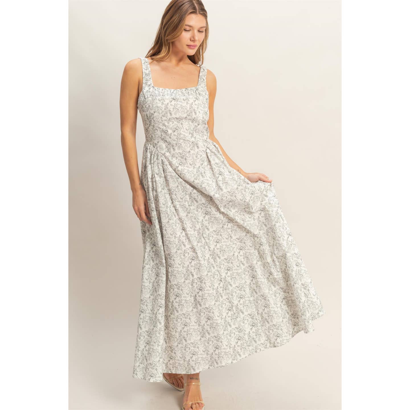 Black & White Floral Midi Dress