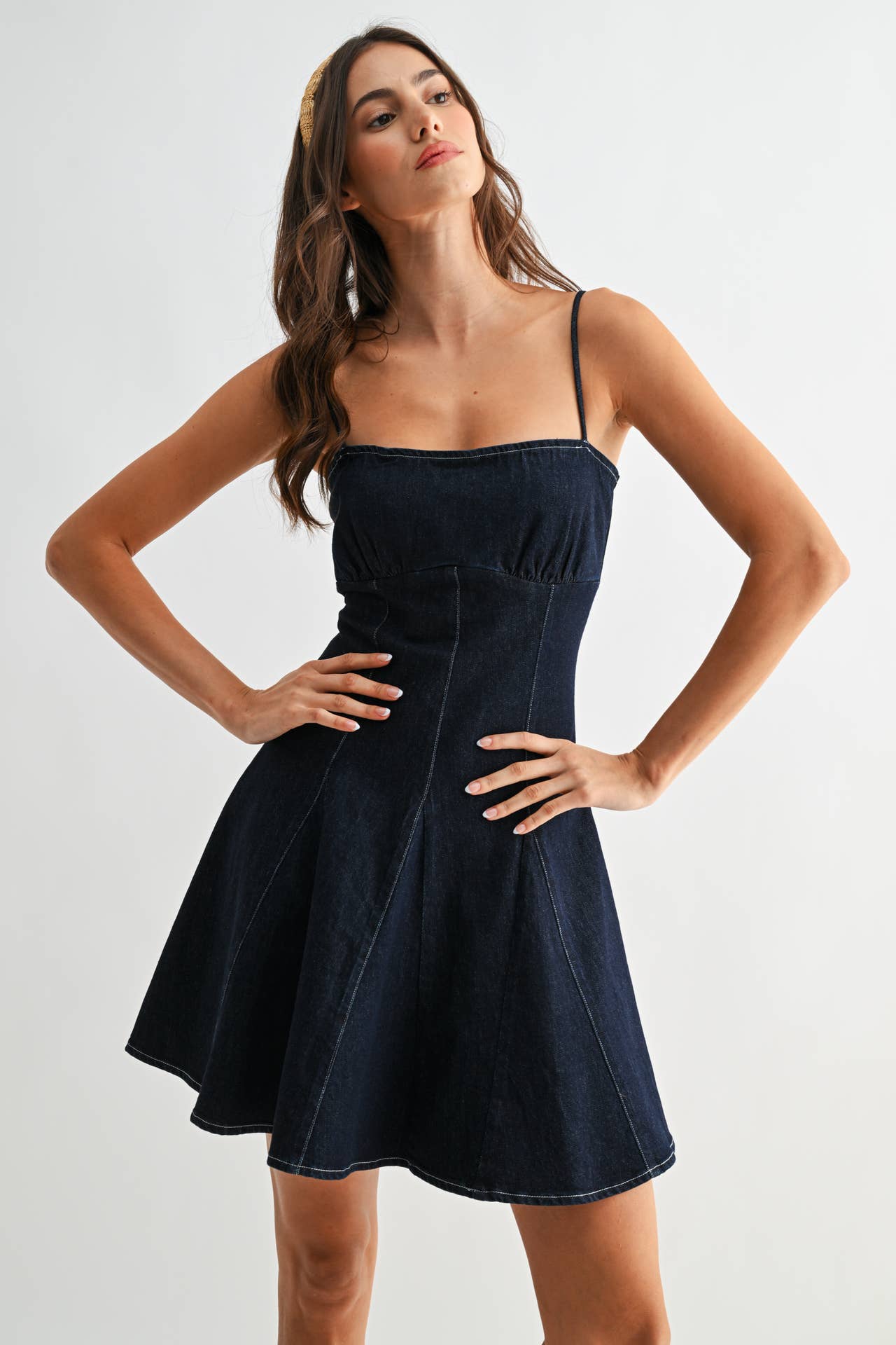 Dark Denim Flare Mini Dress