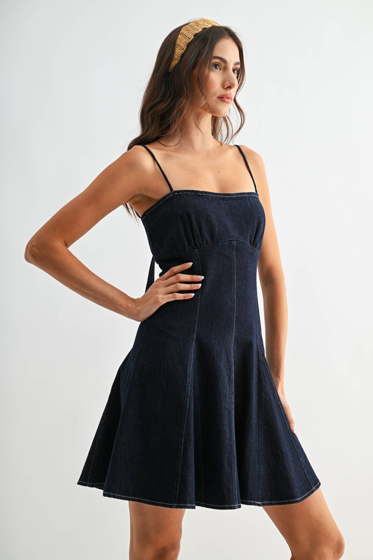 Dark Denim Flare Mini Dress
