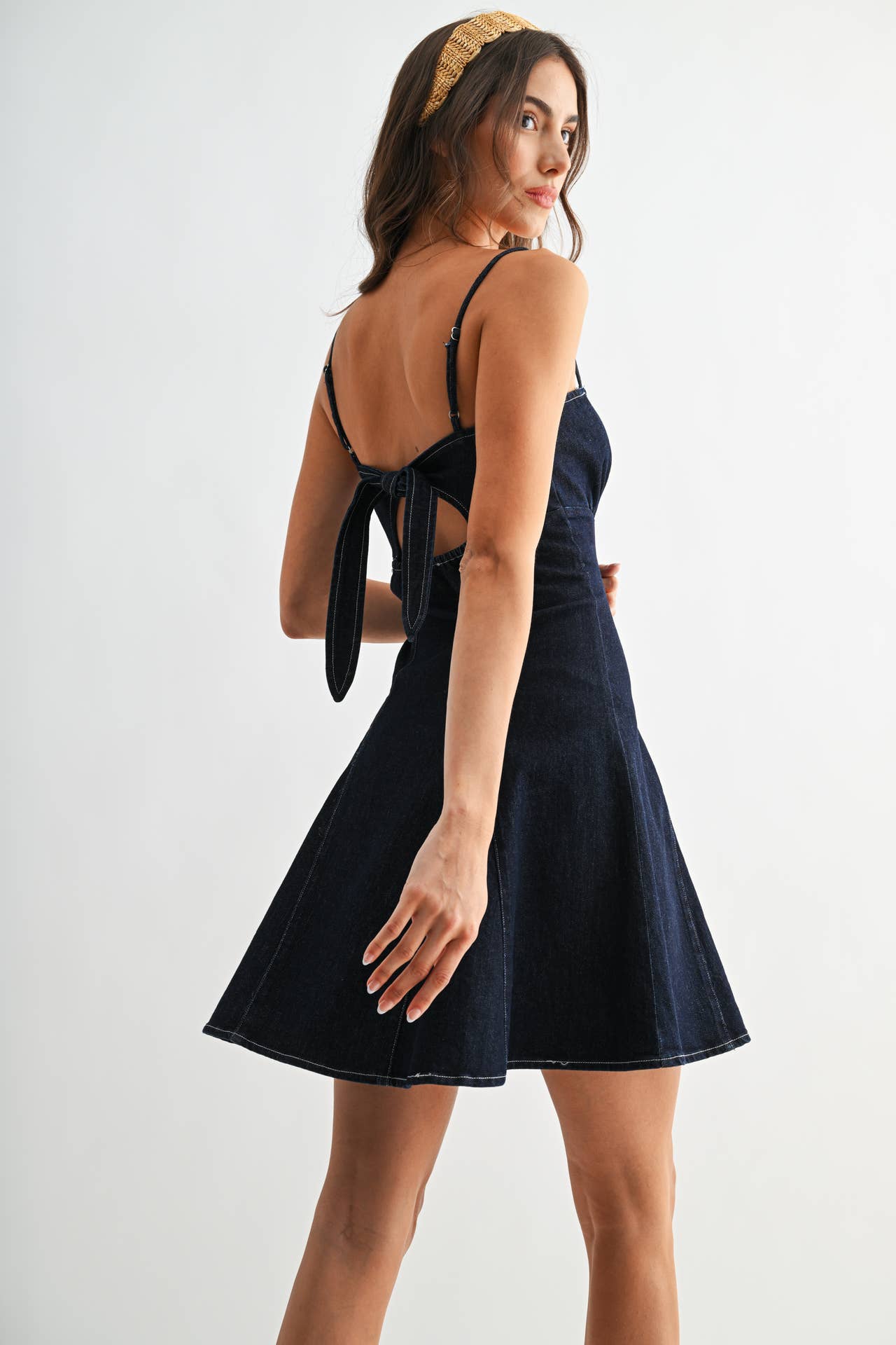 Dark Denim Flare Mini Dress