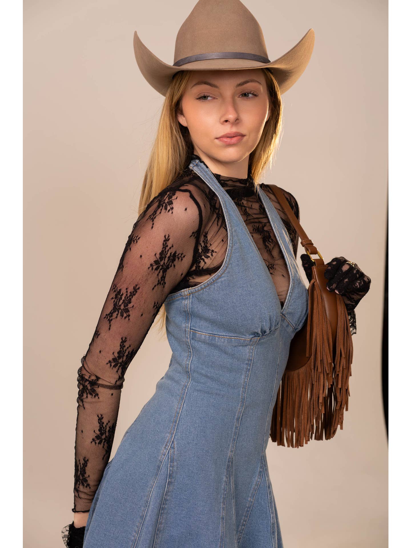 Denim Halter Mini Dress