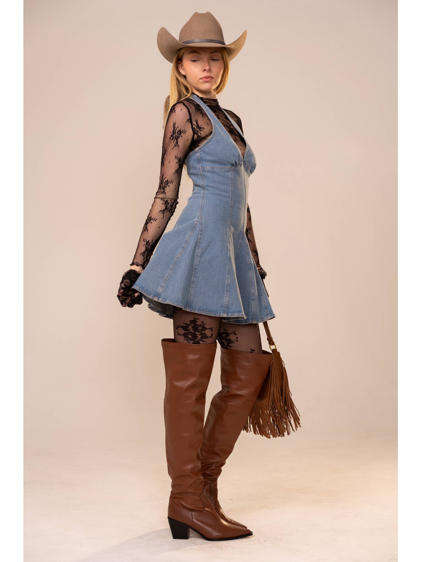 Denim Halter Mini Dress