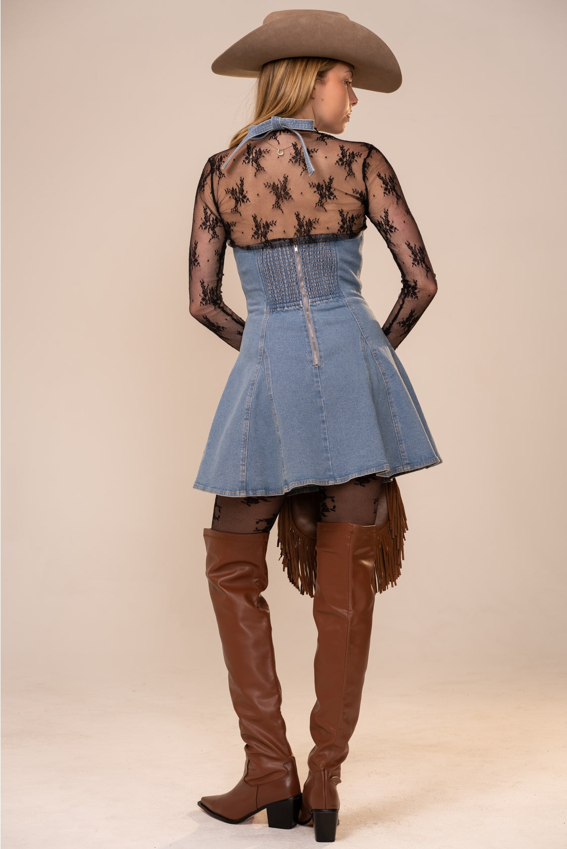 Denim Halter Mini Dress