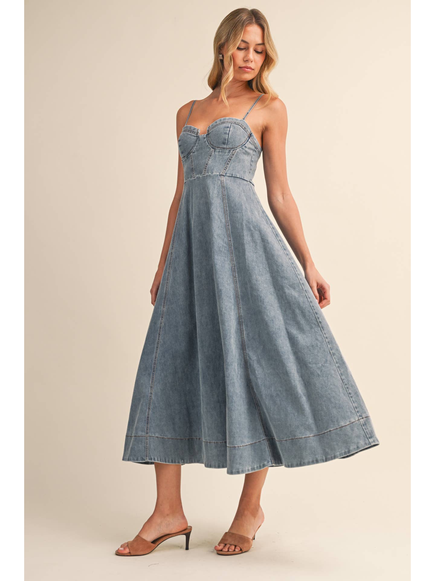 Bustier Denim Midi Dress