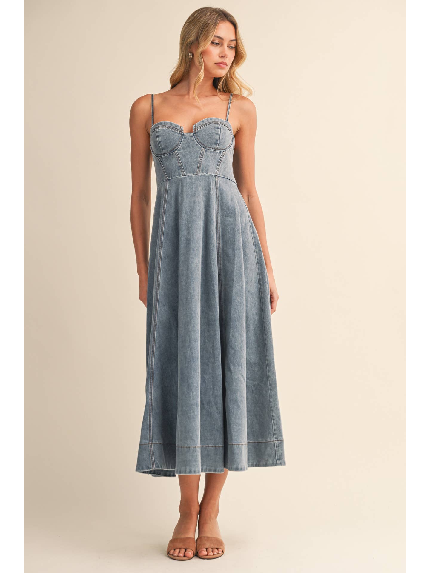 Bustier Denim Midi Dress