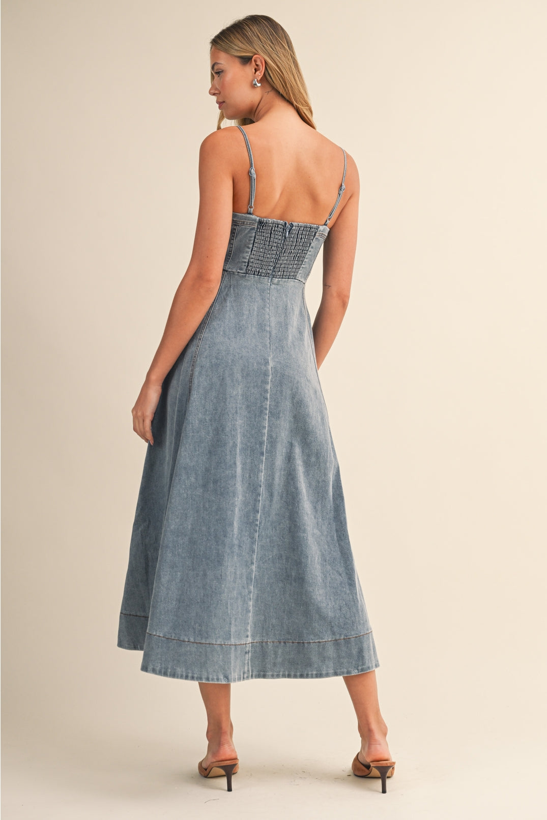 Bustier Denim Midi Dress