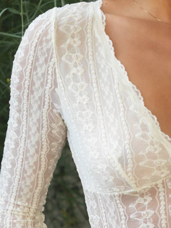 Lace Cream Long Sleeve Top