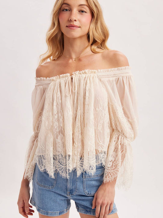 Lace Off Shoulder Cape Top