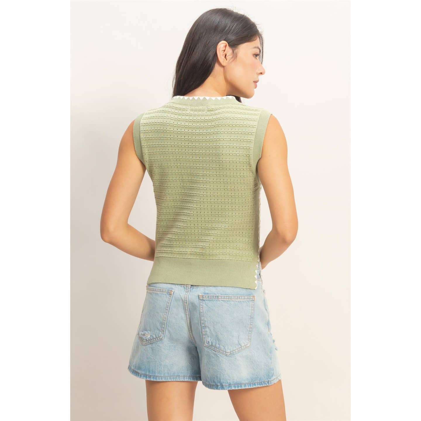 Sage Eyelet Sleeveless Top