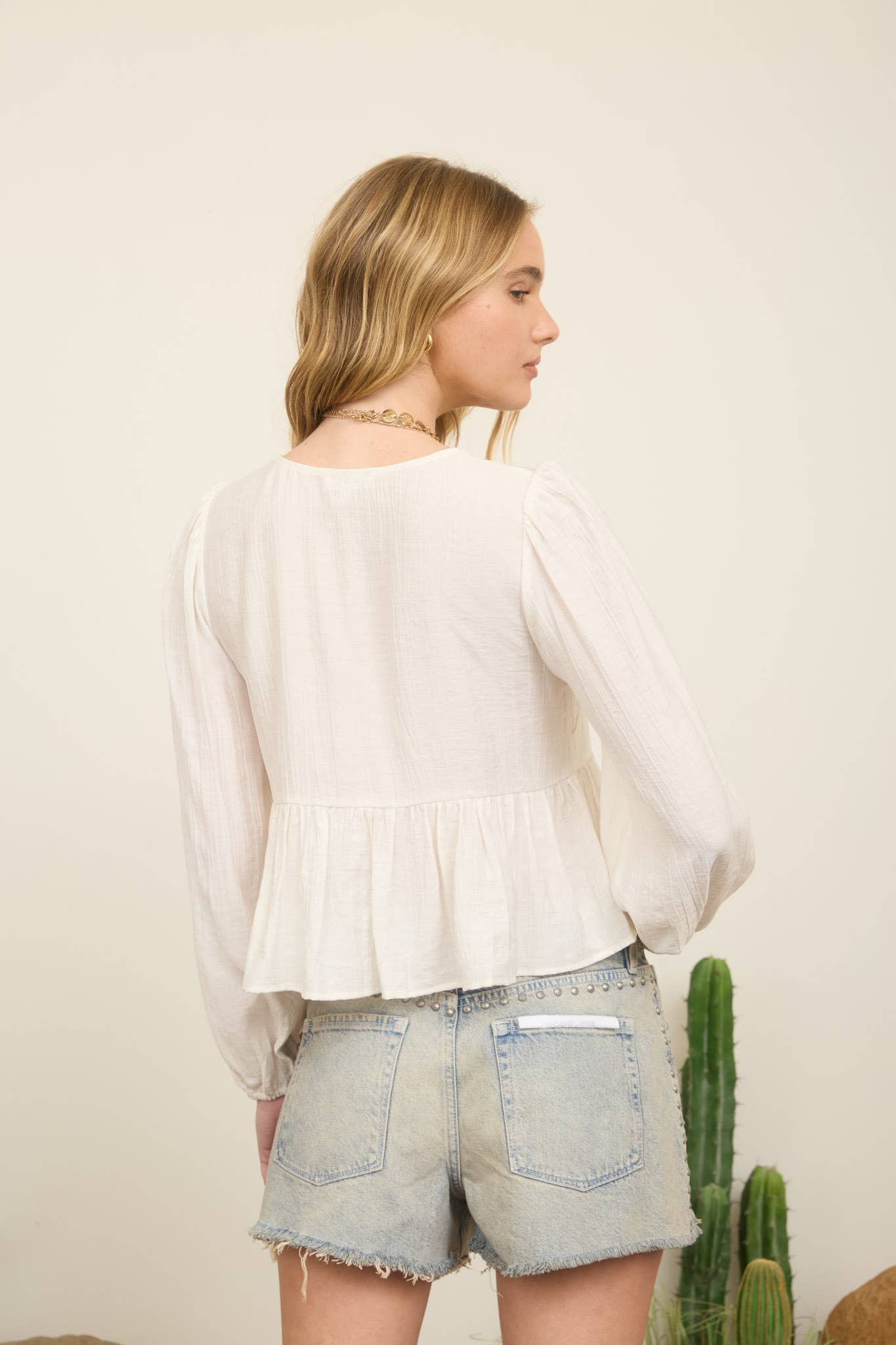 Eyelet Embroidered Natural Top