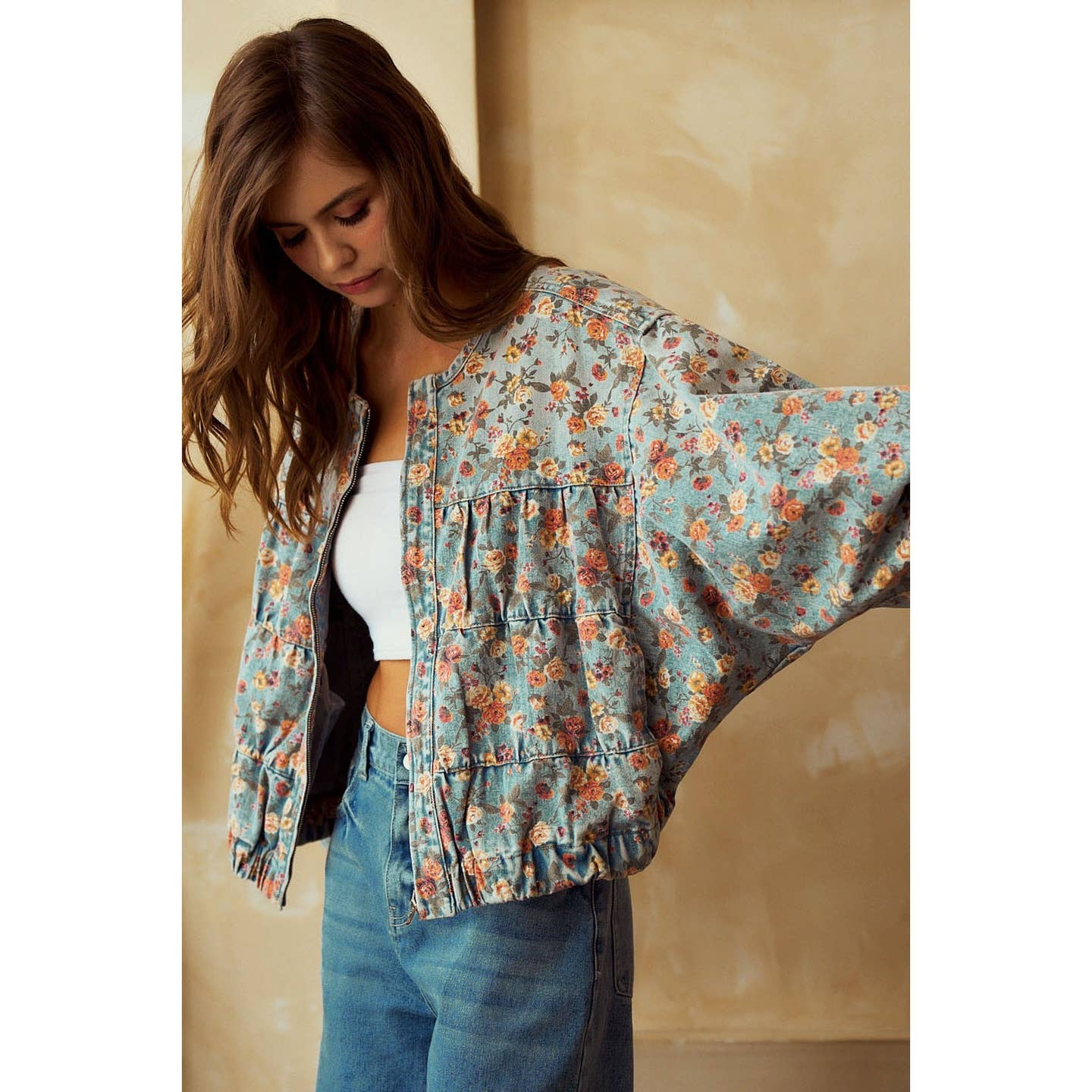 Floral Vintage Denim Jacket