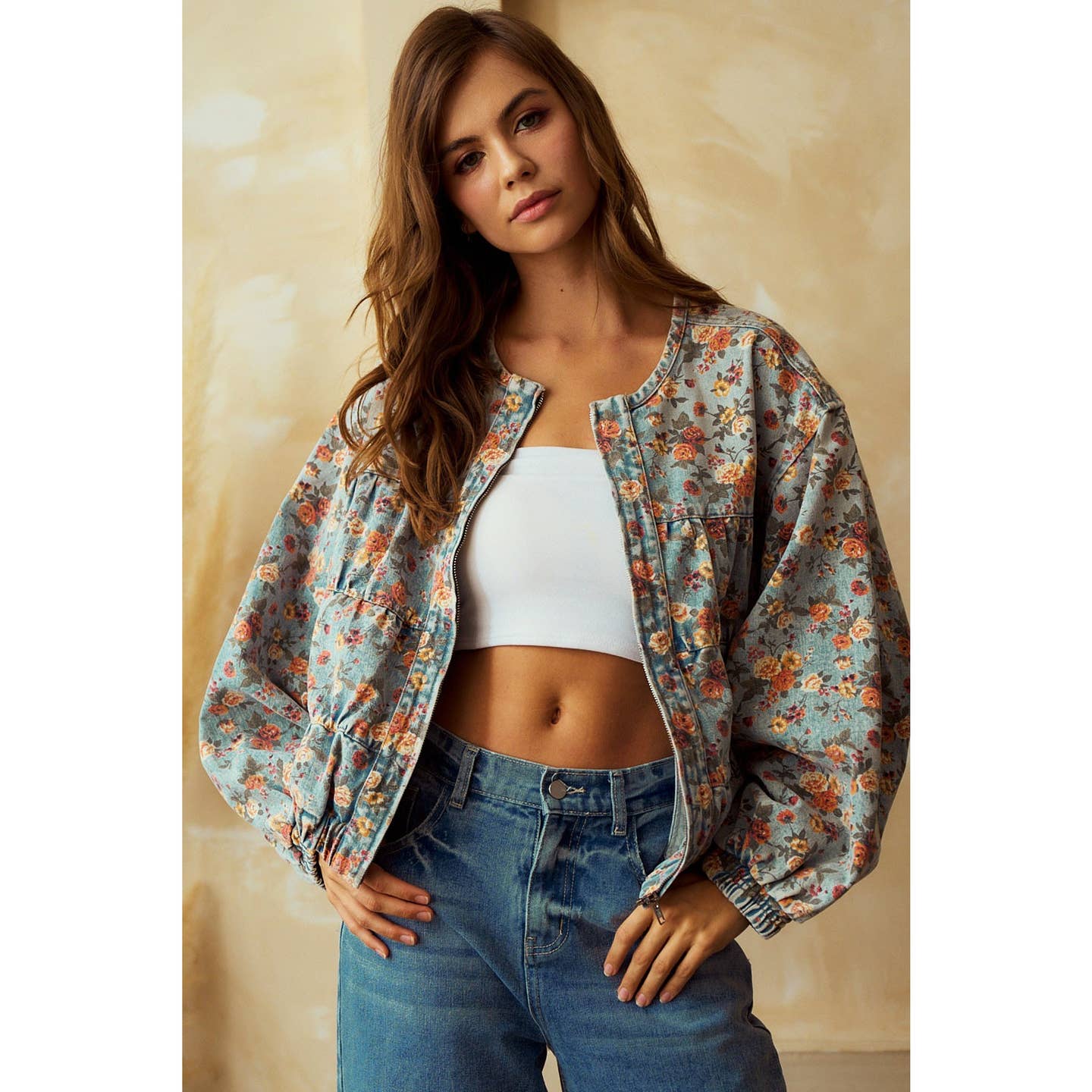 Floral Vintage Denim Jacket