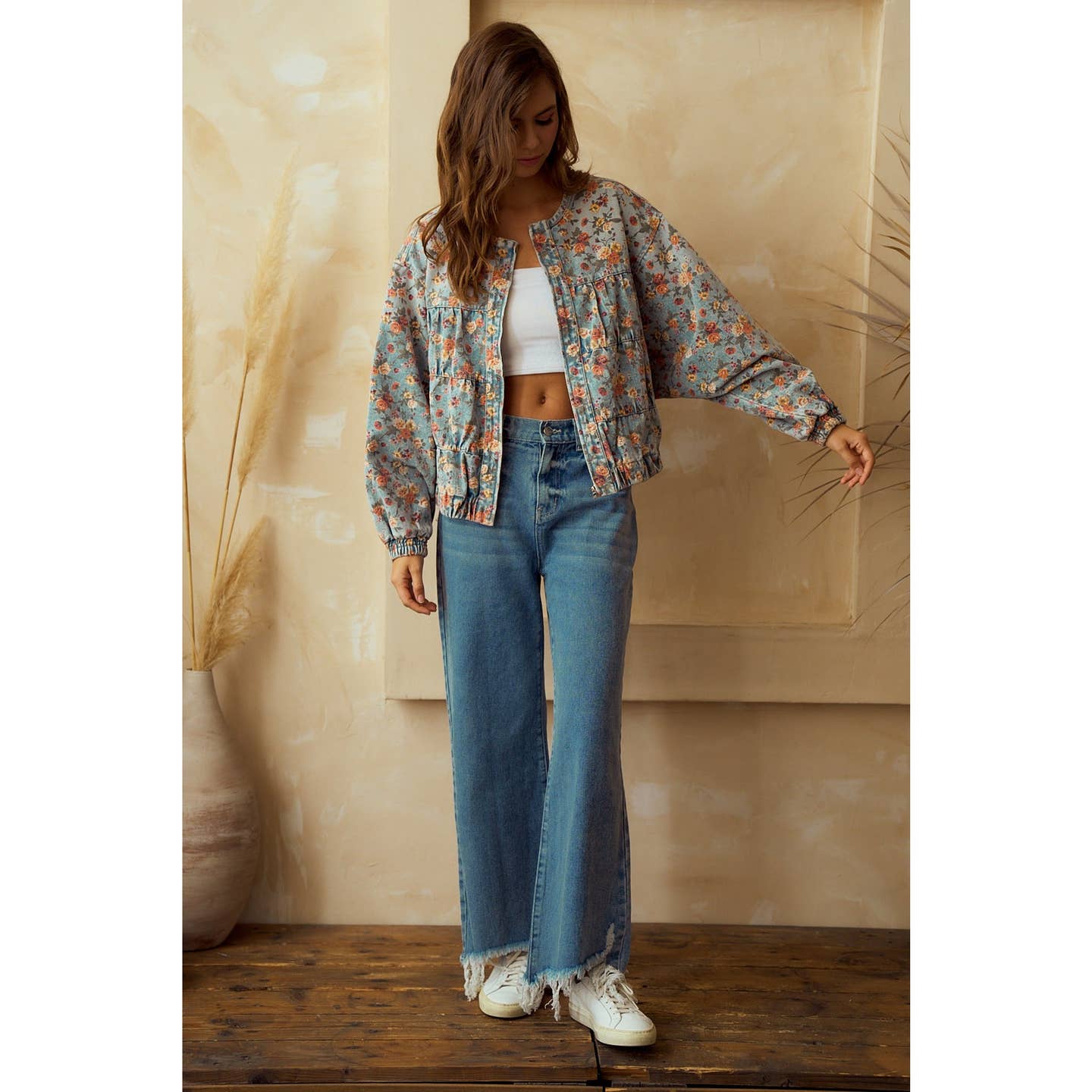 Floral Vintage Denim Jacket