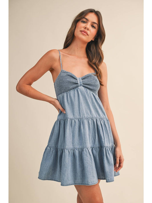 Denim Tiered Mini Dress
