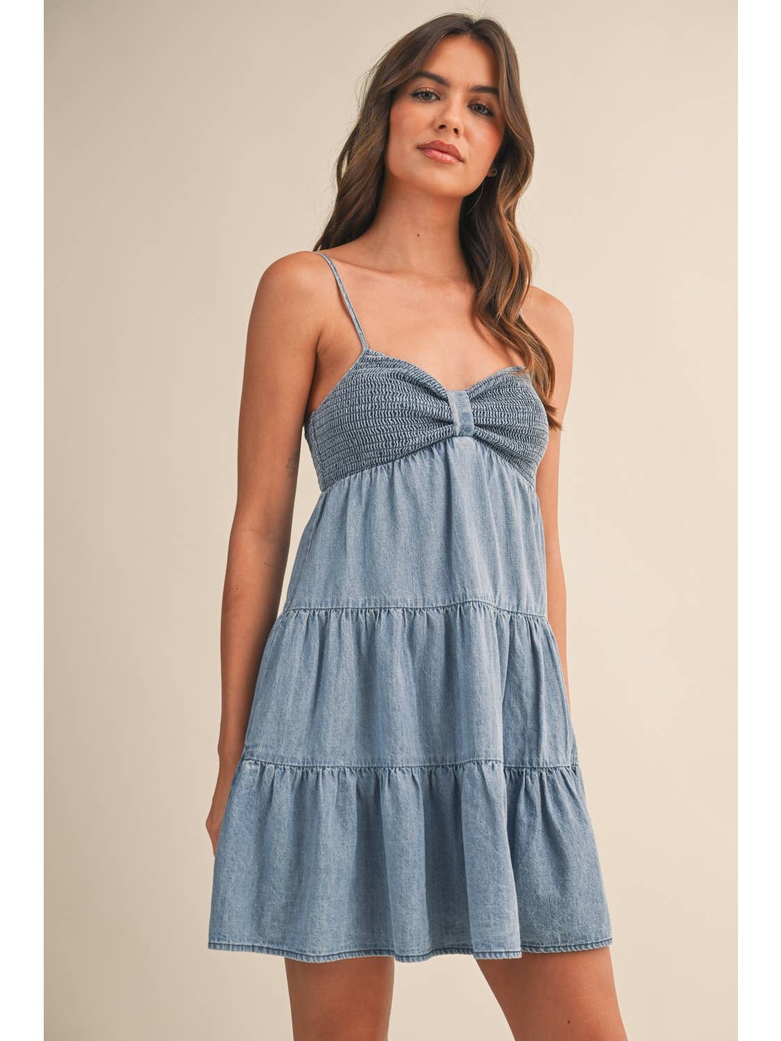 Denim Tiered Mini Dress