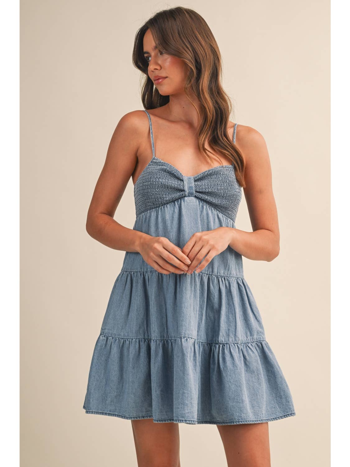 Denim Tiered Mini Dress