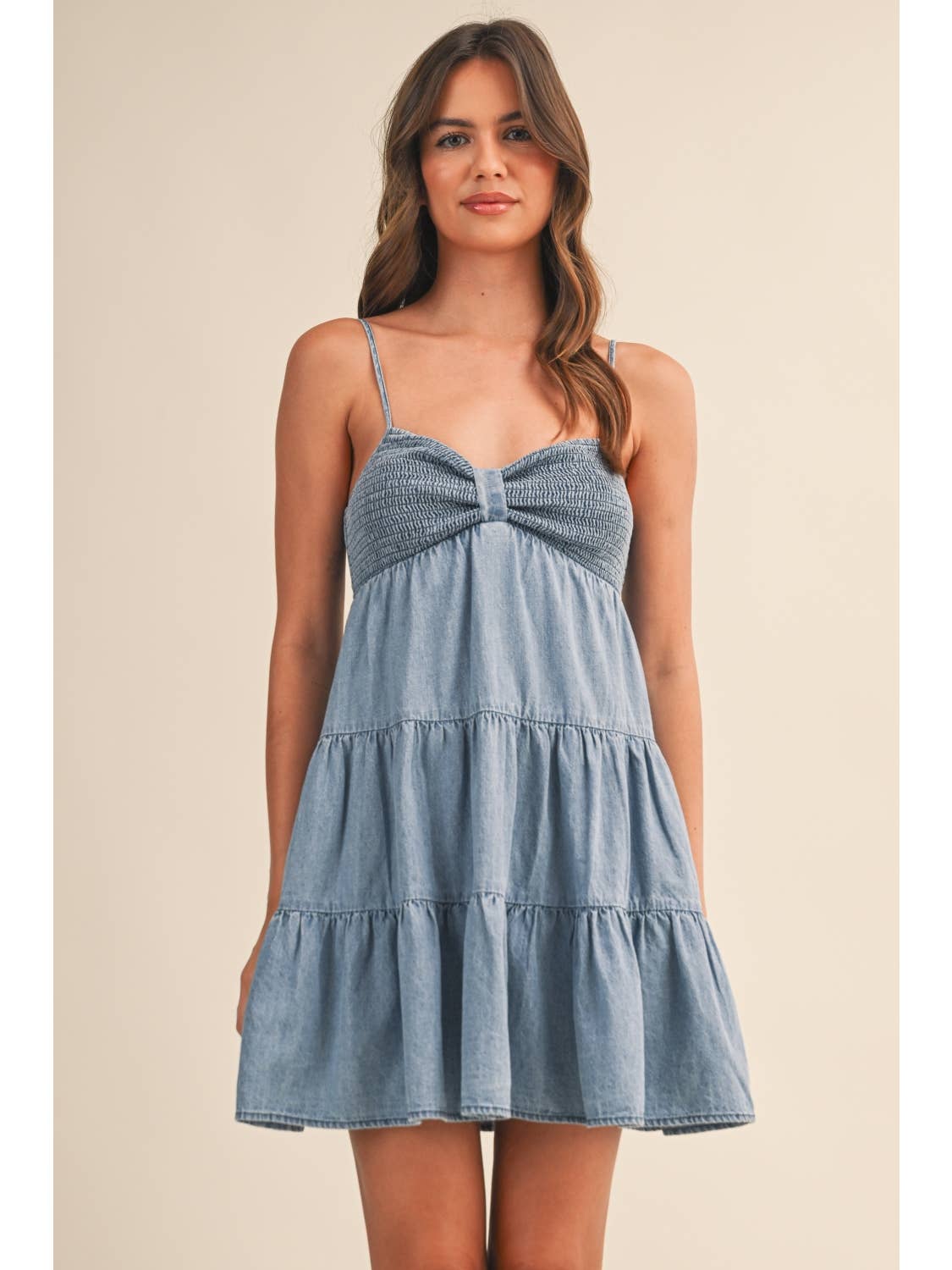 Denim Tiered Mini Dress
