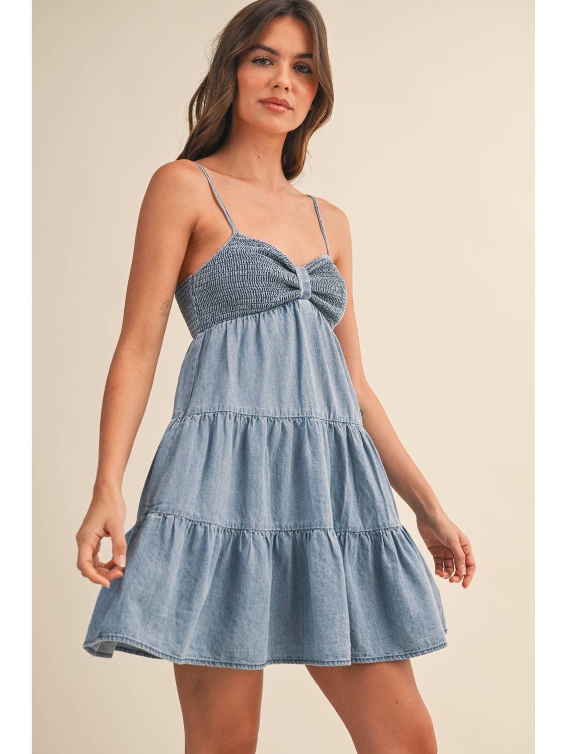 Denim Tiered Mini Dress