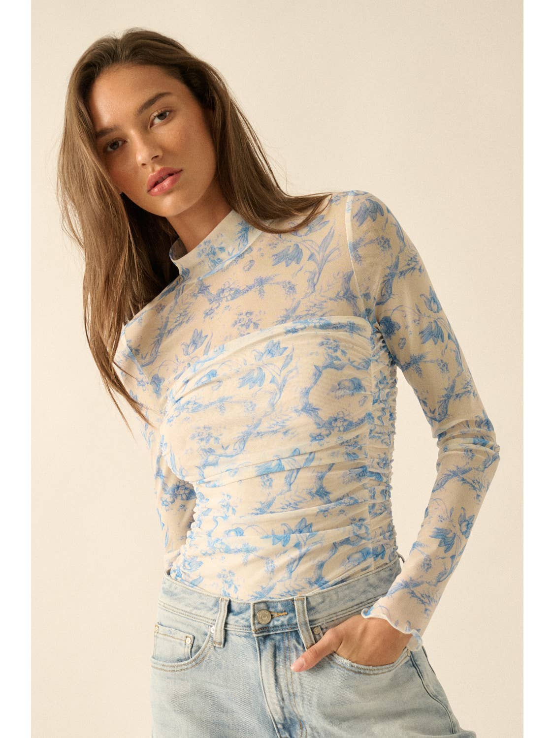 Mesh Floral Bodysuit Top