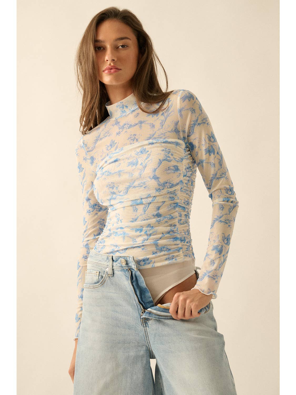 Mesh Floral Bodysuit Top