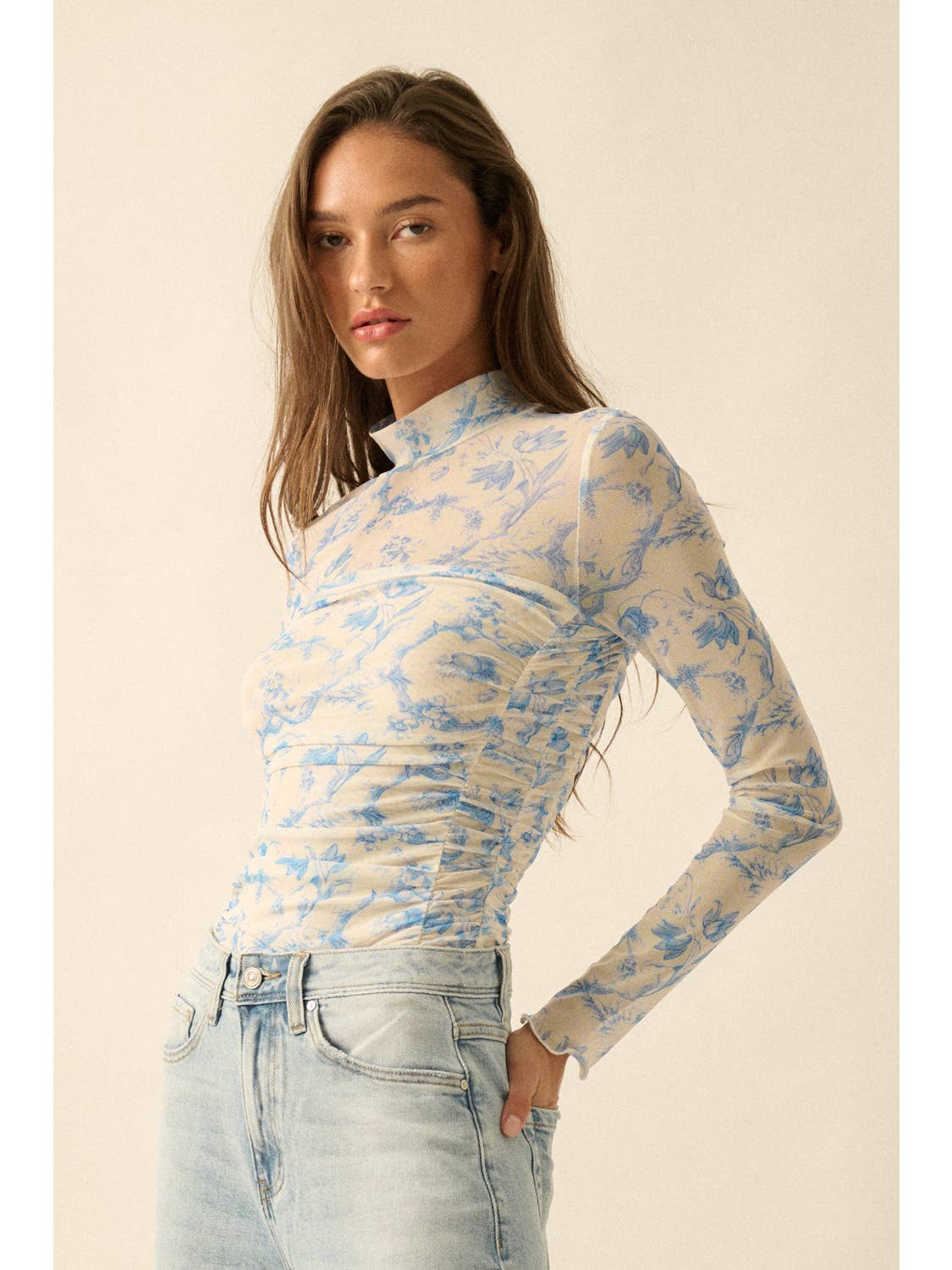 Mesh Floral Bodysuit Top