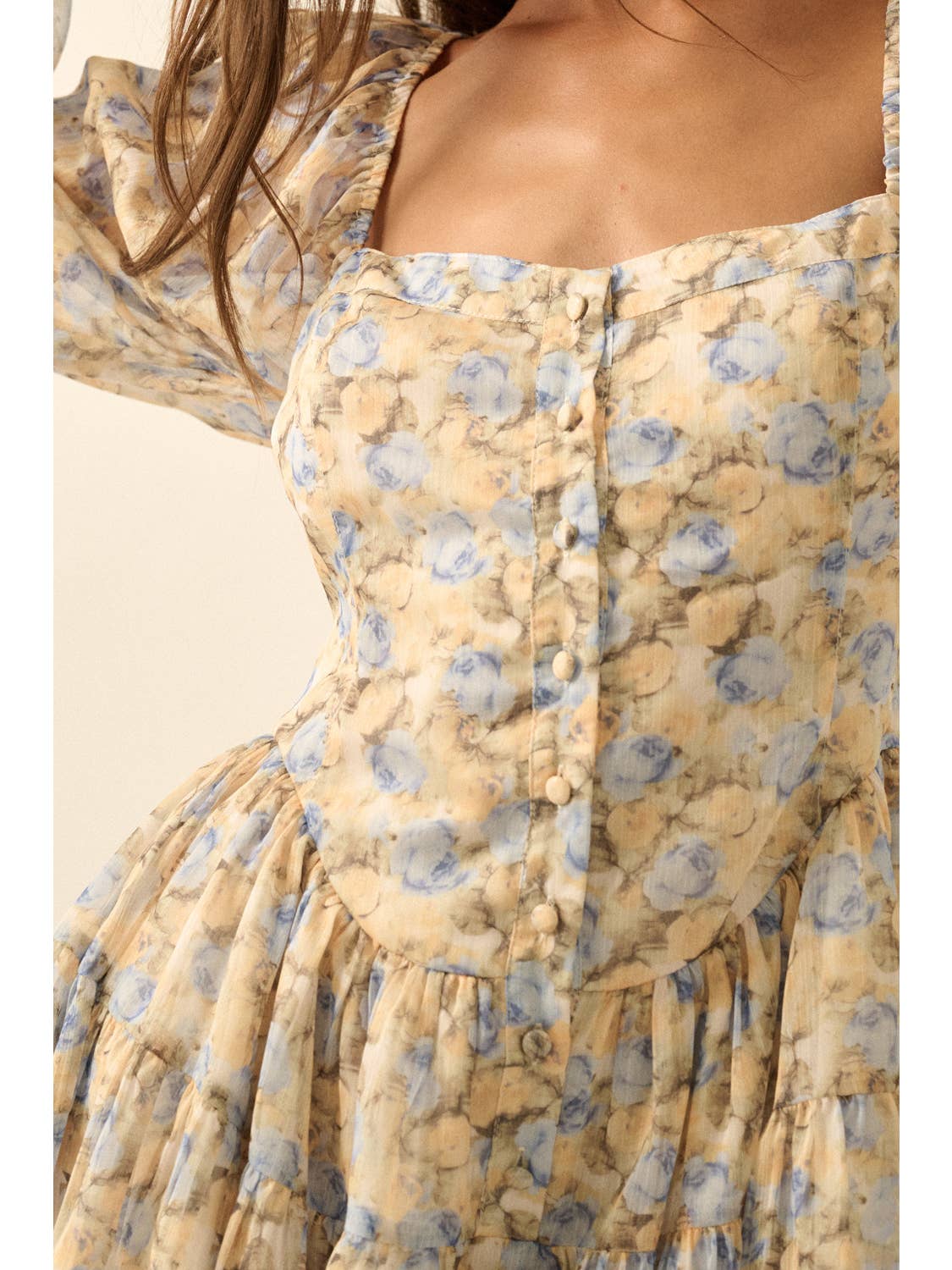 Yellow Floral Chiffon Romper